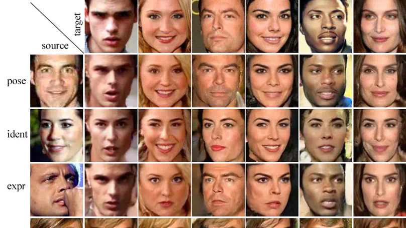 Robust discrimination and generation of faces using compact, disentangled embeddings